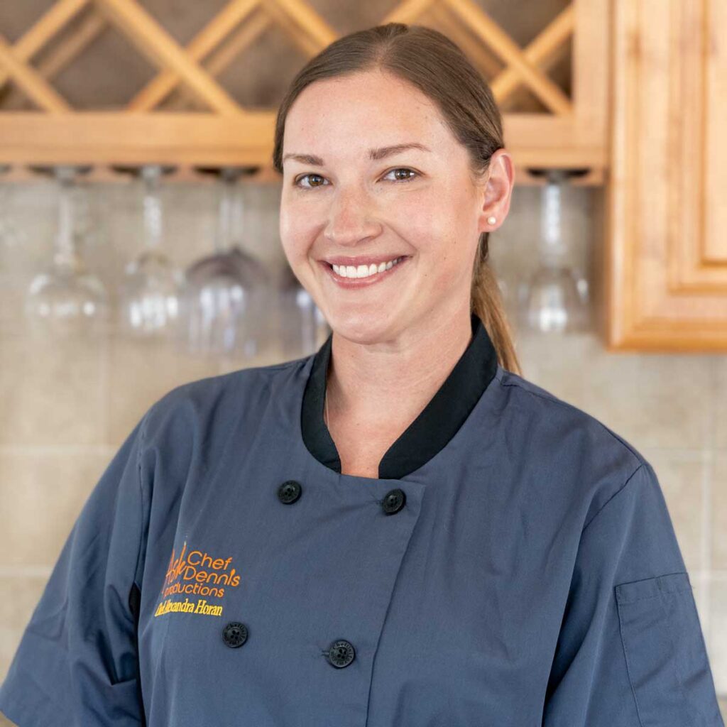 Chef Alexandra Horan in a blue chef coat.